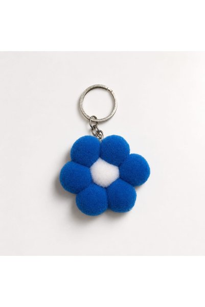 Hilosh Soft Plush Pompom Daisy Bag Ornament and Keychain Flower Figured Bag Accessory