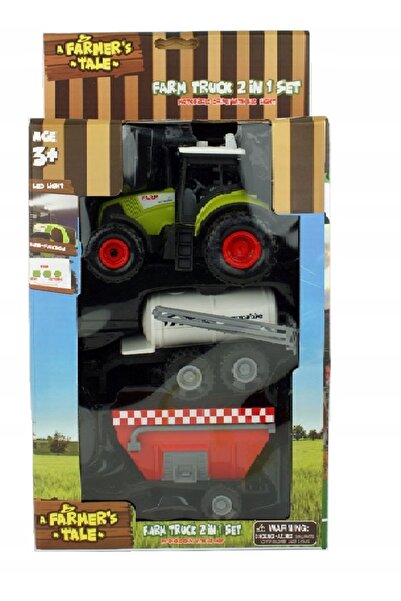 MADEJ TRACTOR AGRICOL CU REMORCĂ JUCĂRIE LUMINOSĂ 2 ÎN 1