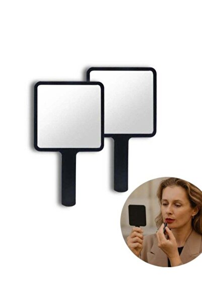 Generic 2PCS Square Hand Mirror, Black Portable Travel Makeup Mirror with Han...