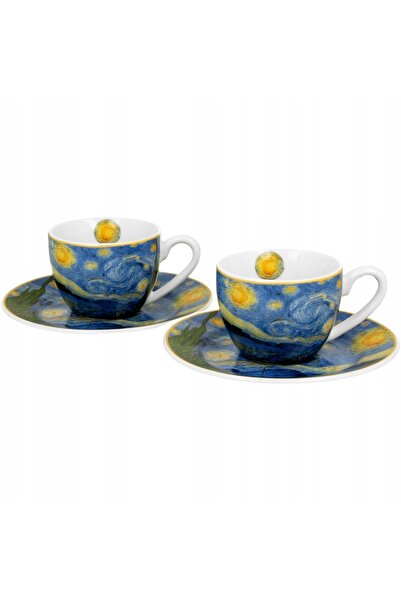 Duo DOUĂ cești de 110 ml cu farfurioare pentru CAFEA ESPRESSO - NOAPTE ÎNSTEL...