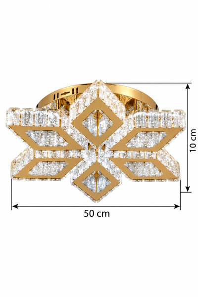 M Mediyamu Aydınlatma Modern Gold Kristal LED Prizma Avize 50 cm 3 Renk Salon...