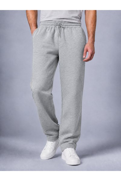 Zenvia Men's Gray 3-Strand Sweatpants Baggy Wide Leg Winter Cotton Combed Cot...