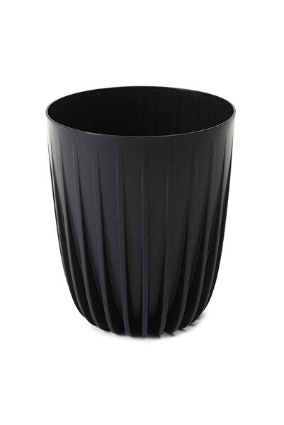 HowHomely Husă pentru ghiveci cu inserție NEGRU, din eco-plastic, pentru balc...