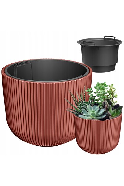 Prosperplast Capac rotund pentru ghiveci cu inserție detașabilă Ø24cm, cupru ...