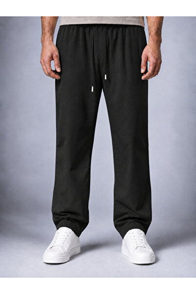 Zenvia Men's Black Parachute Fabric Pants Ultra Light Baggy Oversize Loose Fit
