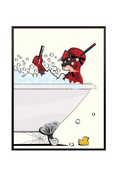 Generic Spiderman Superhero In The Bath Poster With Frame Multicolour 30x40cm