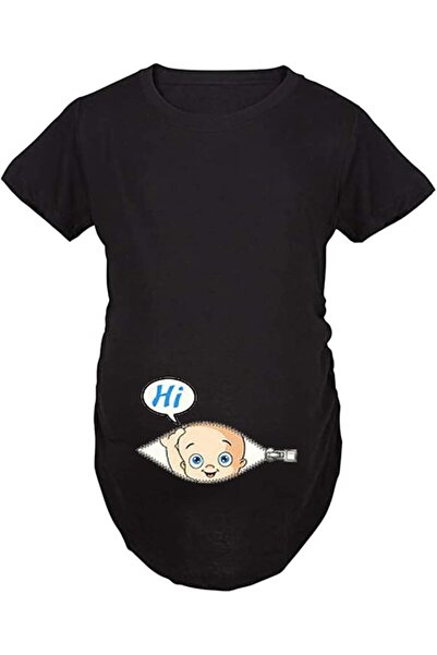 GENERAL G-Amber Women Maternity Short Sleeves T Shirts Funny Graphic Side Ruc...