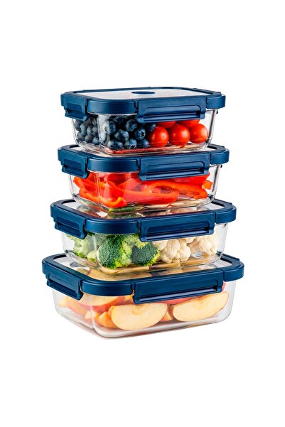 SuperButelki Set de 4 recipiente de sticlă pentru depozitarea alimentelor sub...