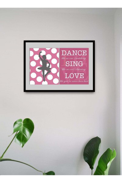 Generic Wall Posters with 2-Piece Dance Sing Love Joyous Quote Set and Black ...