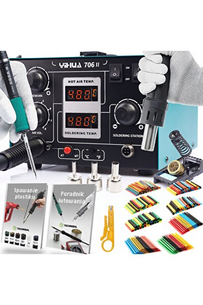 Yihua SET DE LETĂRI DE LIPIT CU AER CALD 706 II 640W, VÂRFURI T12, KIT CU 328...