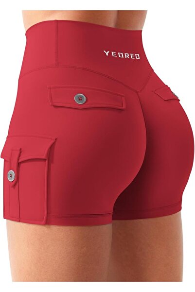 GENERAL YEOREO CoreFlex Women Workout Gym Shorts with Cargo Pockets Hidden Sc...