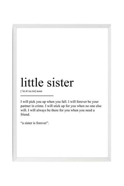 Generic Little Sister Definition Poster With Frame Black/White 30 x 40cm