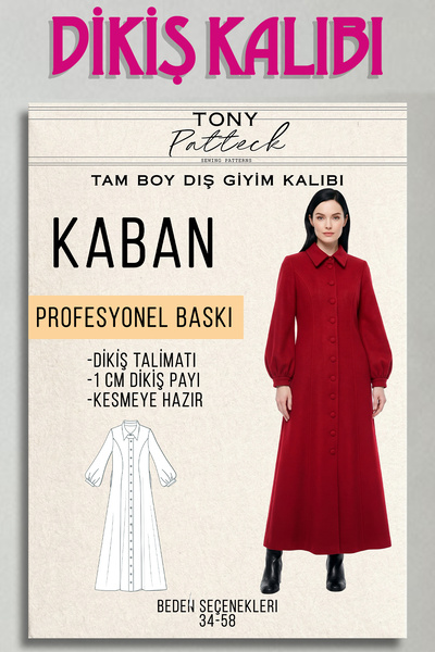 Tony Patteck Tam Boy Dış Giyim Kaban (EL50) - Hazır Dikiş Kalıbı (34-58 Beden)
