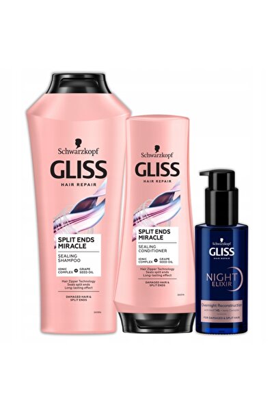 Gliss Set hrănitor pentru păr Split Miracle 3 piese geantă cosmetică