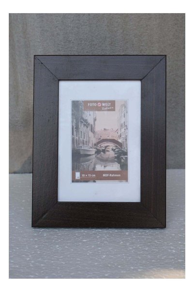 Generic Set of 2 MDF Photo Frames 10×15 cm, Dark Brown Wooden Finish, Table T...