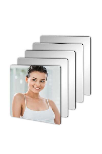 Generic 5-Piece Acrylic Stick on Mirror Flexible Self Adhesive Mirror High Cl...