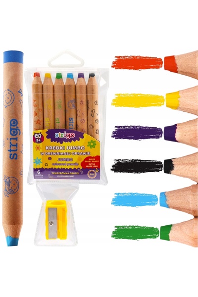 NO BRAND STRIGO PRIMII CRAYONI PENTRU COPII MICI JUMBO 6 culori