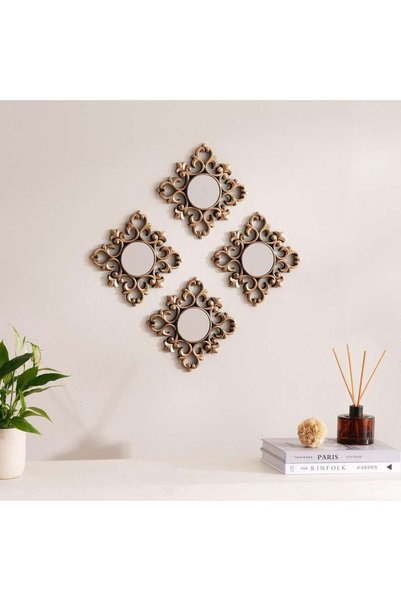 Generic Tivoli Set of 4 Decorative Round Plastic Mirrors 23x1.5x23cm- Antique...
