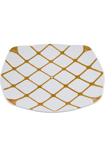 Hotpack Premium White/Gold Plastic Plates 8 Inch, 10 Pieces