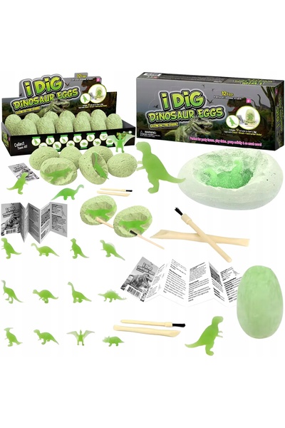 ProNice Ouă de dinozaur fluorescente, 12 piese, Kit de excavare arheologică, ...