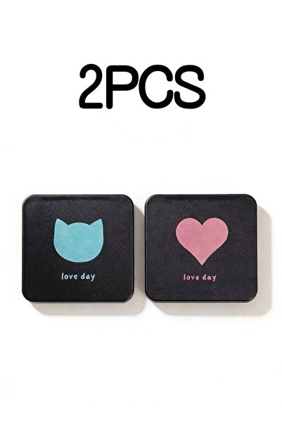 Generic 2 Pieces of Folding Pocket Makeup Mirrors with Heart and Cat Pattern ...