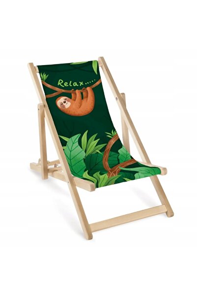 Allbags Șezlong din lemn pentru copii cu imprimeu Relax Sloth DARK BEACH ECO