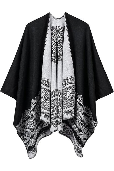 GENERAL Women's Shawl Wraps Open Front Poncho Cape Oversized Sweaters Casual ...
