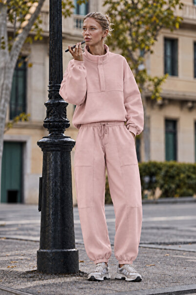 Ecr Elastic Waist Lace-Up Jogger Women's Sweatpants with Sewing Detail and El...