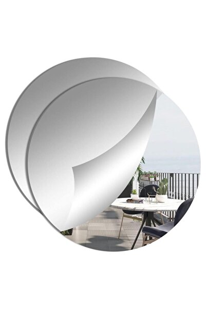 Generic 2 Pieces 24 cm Mirror Tiles Self Adhesive Acrylic Mirror HD Round Sti...
