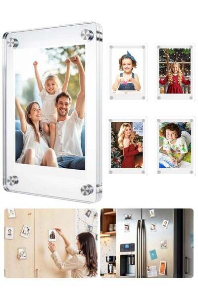 Generic 5PCS Double Sided Magnetic Acrylic Photo Frames