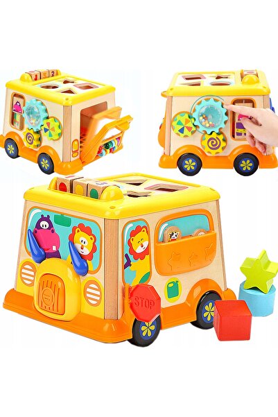 Small Foot Cuburi de sortare educative din lemn CYFRY autobuz