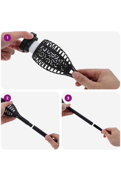 Homegenius Set de 10 lămpi solare tip torță pentru grădină, cu efect de flacără, 47,5 cm, negre