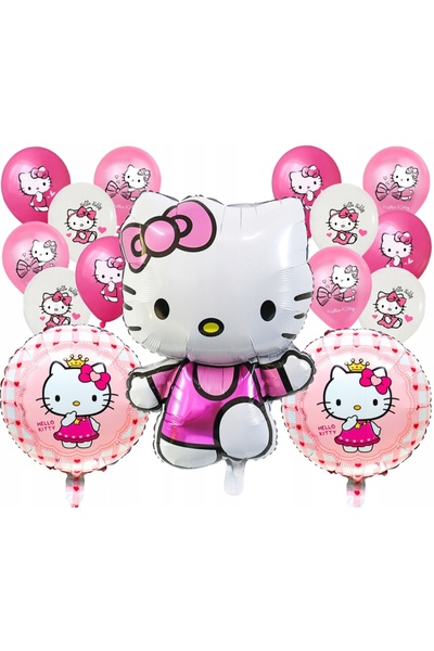 NO BRAND Set baloane HELLO KITTY pisicuță roz, mix aniversar, 15 bucăți decor...