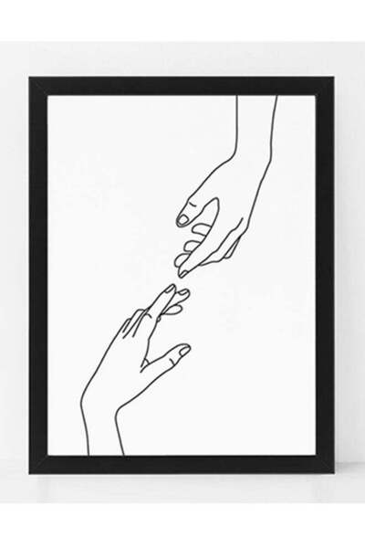 Generic Hands Line Art Drawing Themed Poster Frame White/Black 40x30cm