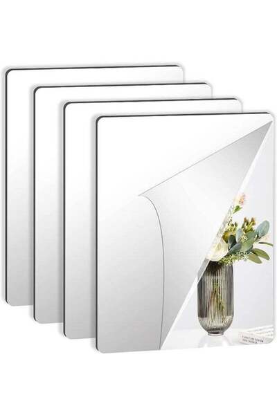 Generic 4 Pack Self Adhesive Mirror 30x40cm Adhesive Mirror Tiles 2MM Thick A...