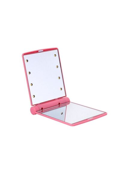 Generic Mini LED Make Up Mirror Pink 11 x 9 x 5cm