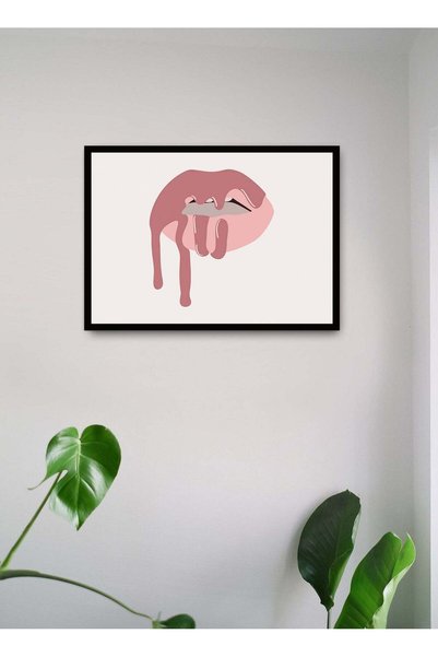 Generic Wall Posters with Dripping Lips Pop Art and Black Frame - Wall Arts H...