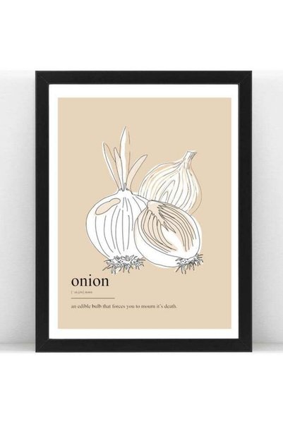 Generic Onion Definition Kitchen Dictionary Boho Art Poster With Frame Multic...