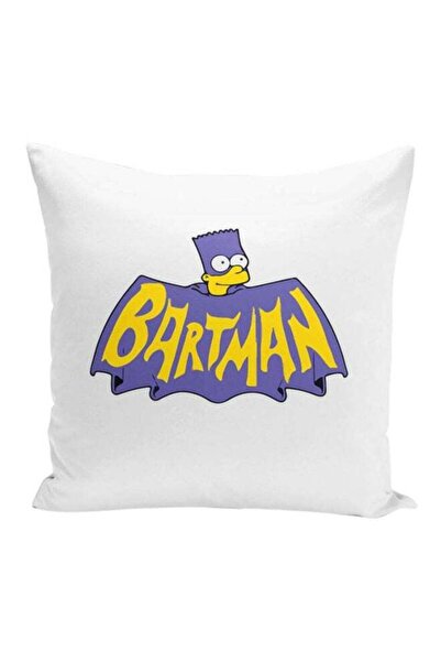 Generic Bartman Bart Simpson Printed Throw Pillow With Stuffing White/Purple/...