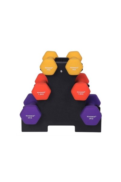 SONGMICS Set de 6 gantere negre 34x30x14.5 cm
