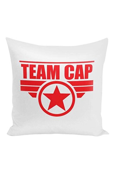 Generic Avengers Team Cap Printed Decorative Pillow White/Red 16x16inch