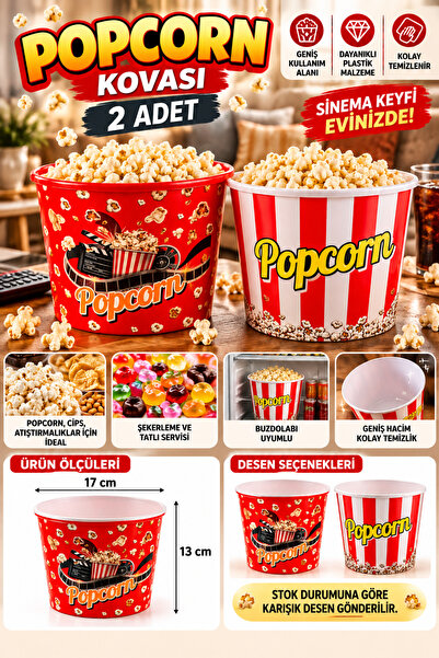 Monrize Concept 2 Adet Popcorn Kovası Büyük Boy – Sinema Mısır Cips Atıştırma...