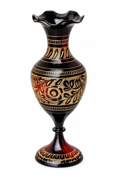 Generic Handcrafted Black Brass Flower Vase 8 Inch, Decorative Engraved Metal...