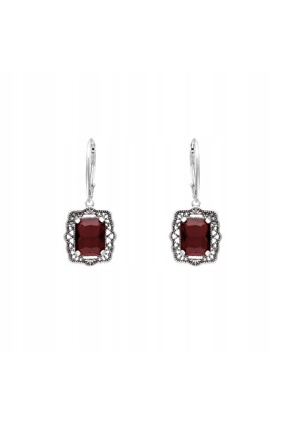 NO BRAND Cercei cu zirconiu cubic bordo din argint