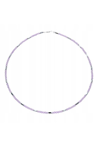 NO BRAND Colier cu zirconiu violet și hematit, argintiu