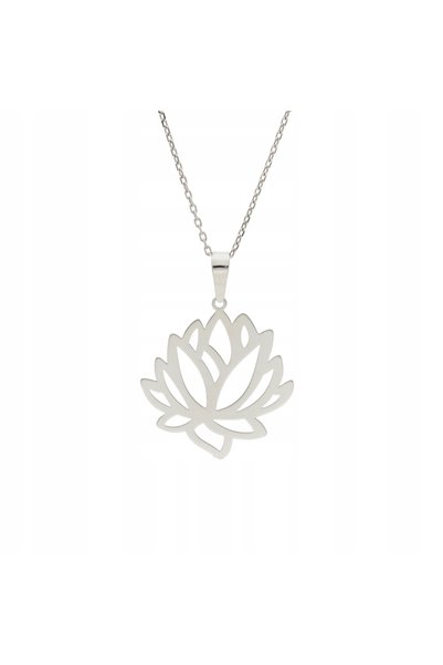 NO BRAND Vizor ajurat Wisior cu floare de lotus din argint placat cu rodiu
