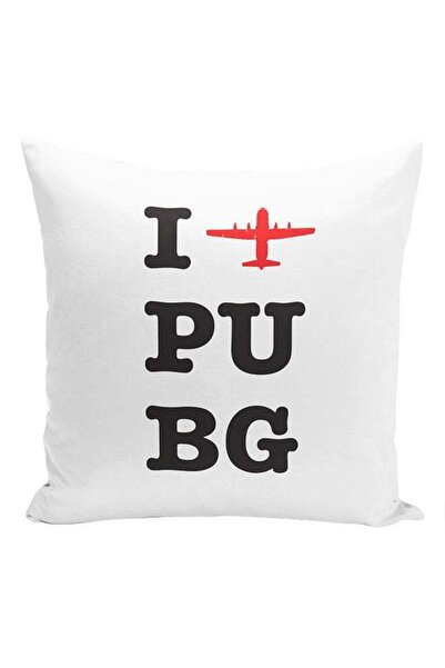 Generic I Love PUBG Printed Cushion White/Black/Red 16x16inch