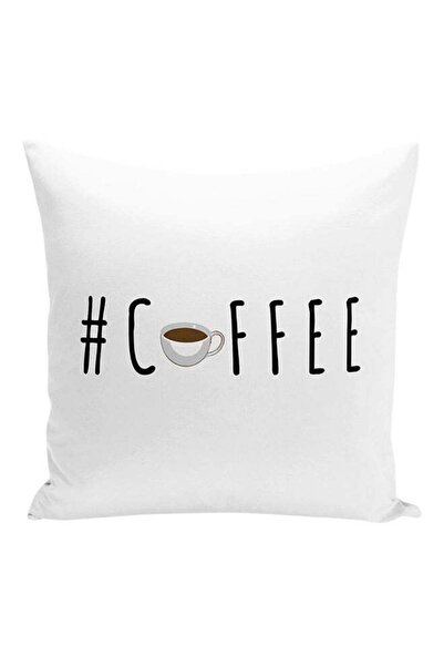 Generic Hashtag Coffee Break Printed Decorative Pillow White/Black/Brown 16x1...