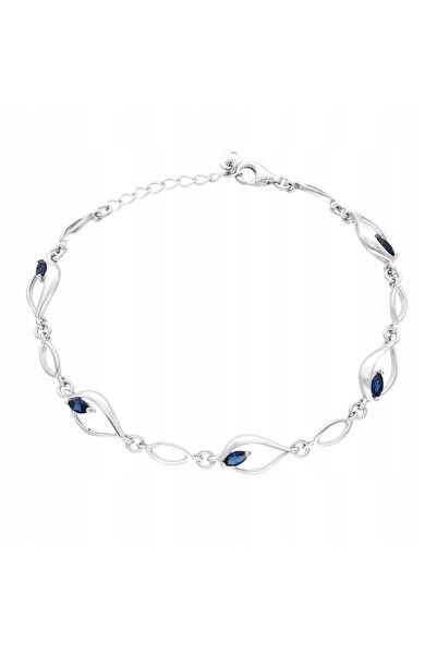 NO BRAND Brățară cu zirconiu safir argintiu
