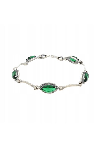 NO BRAND Brățară cu zirconiu verde din argint oxidat